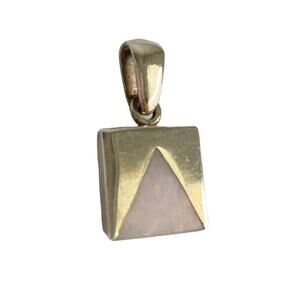 Vintage Sterling Silver Quartz Pendant Necklace Geometric Square Small Dainty